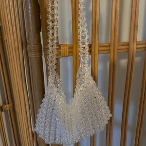 Clear beaded mini bag